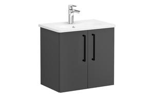 VitrA Zentrum Compact 60cm 2 Door W/H Washbasin Unit - Matt Storm Grey